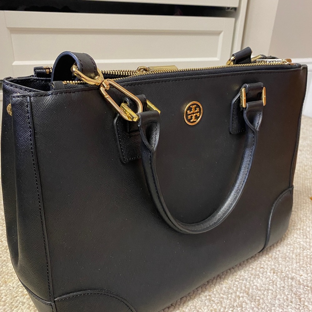 Tory Burch black double zipper bag